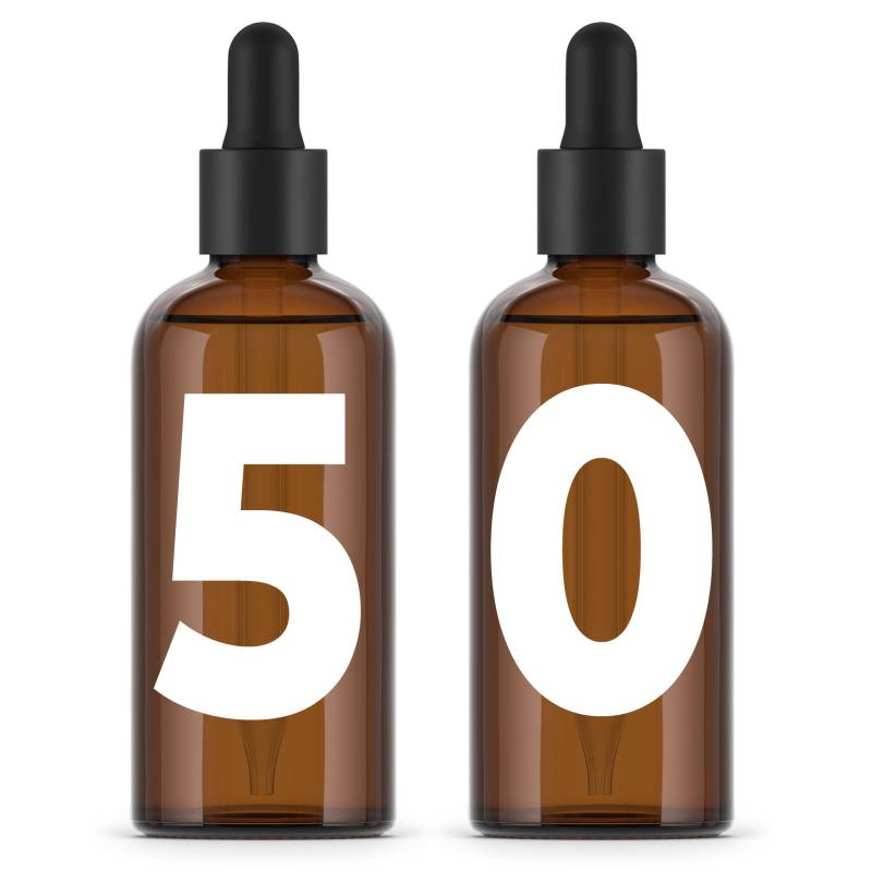 Bottiglia vetro ambra 100ml - Tappo pipetta - Confezione 50