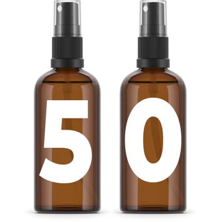 100ml Amber Glass Bottle Pack + Spray Nozzle (50 sets)