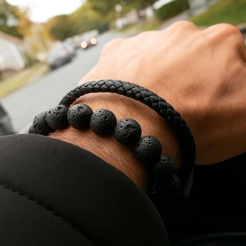 Pulseira de contas Pedra Vulcânica