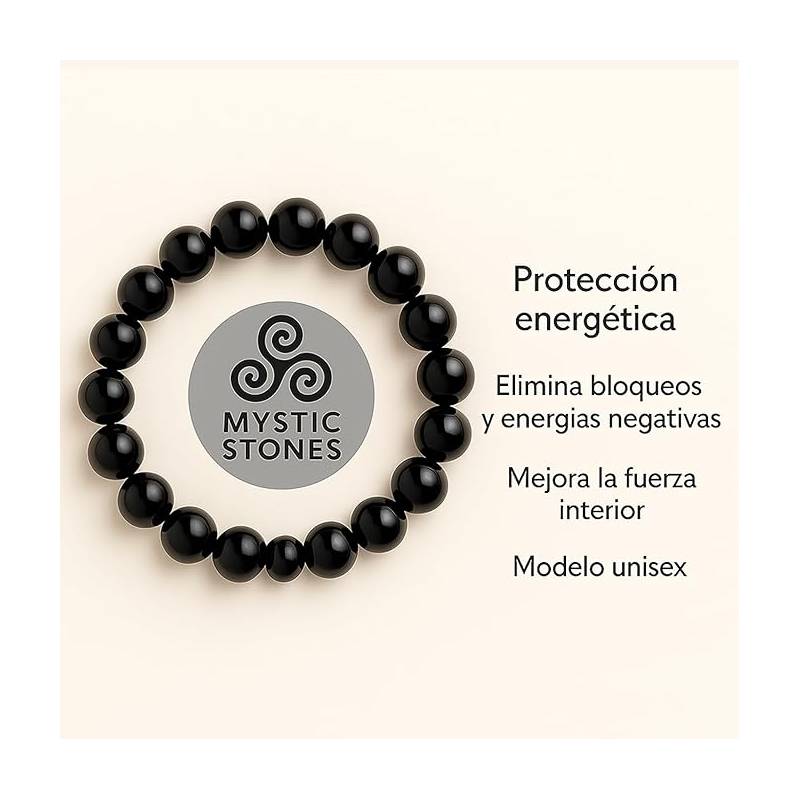 Schwarze Obsidian-Perlenarmband