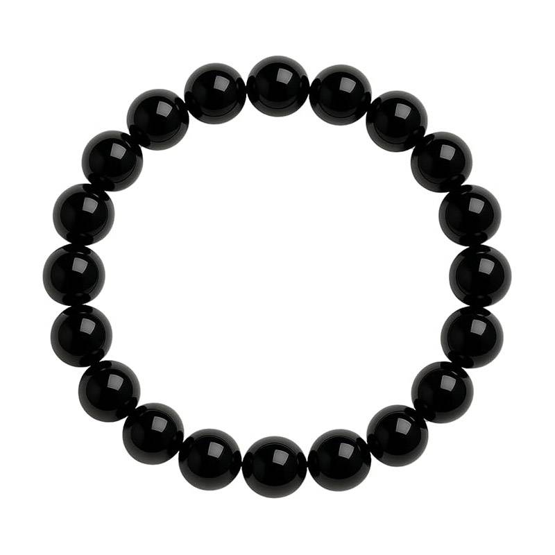 Bracelet de perles en obsidienne noire