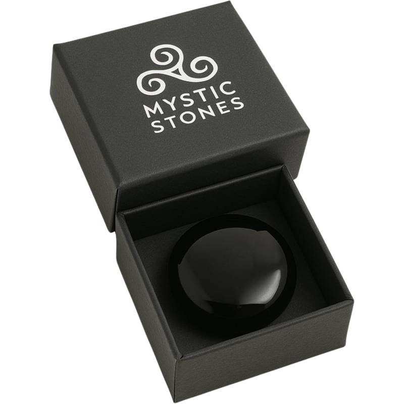 Flacher schwarzer Obsidianstein