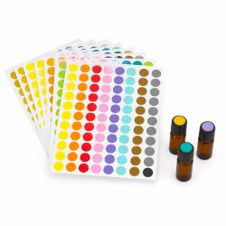 Round coloured adhesive labels - dot stickers for your essential oil bottles.