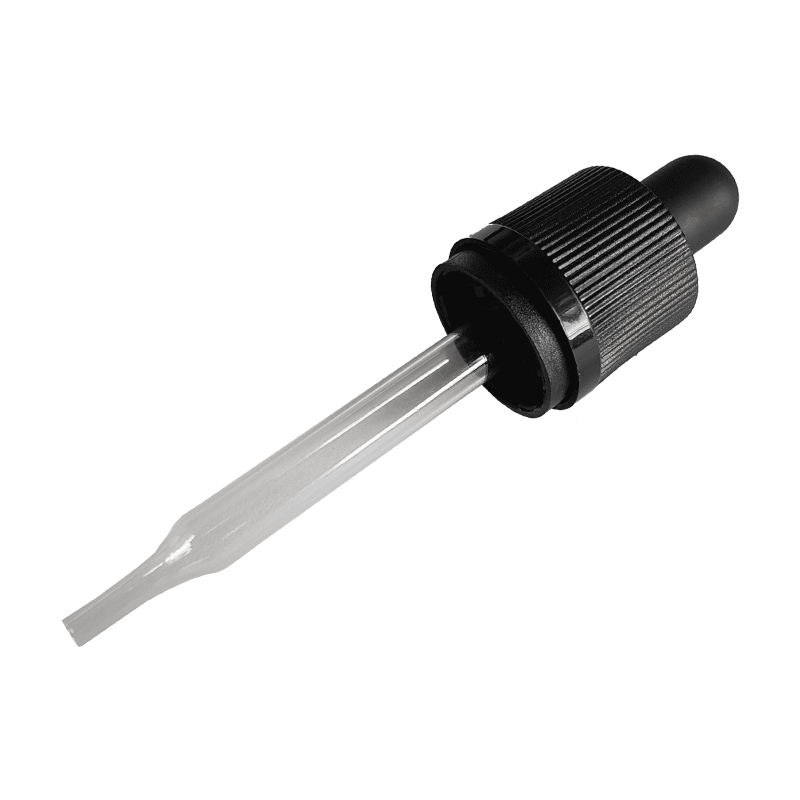 Dropper Pipette Cap for 30ml Bottles - Black - CRC - Tamper Ring