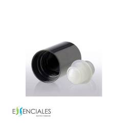 Rollon de vidrio, con tapón negro para botellas 10/30 ml DIN18