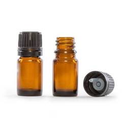 5ml Bottle Set - Glass - Amber Color (includes cap & plug)